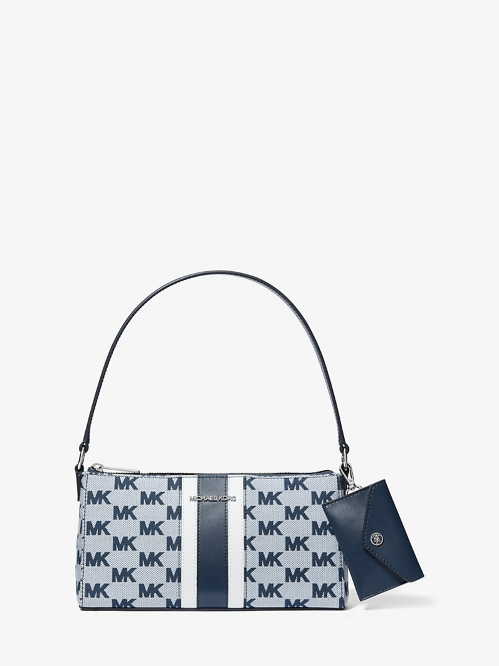 Michael Kors Blue and White Signature MK Shoulder Bag with Card Pouch